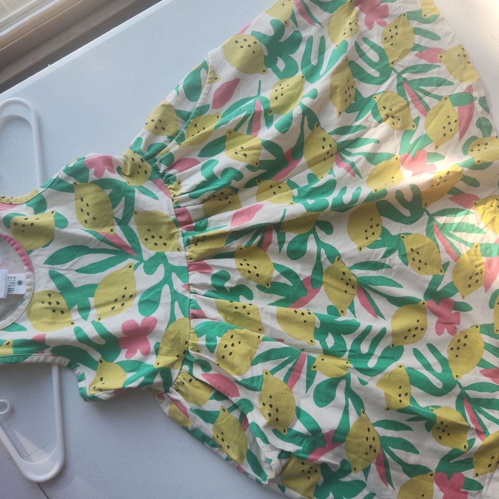 Hanna Andersson Lemon Print Kids Dress - Yellow, Green, Pink